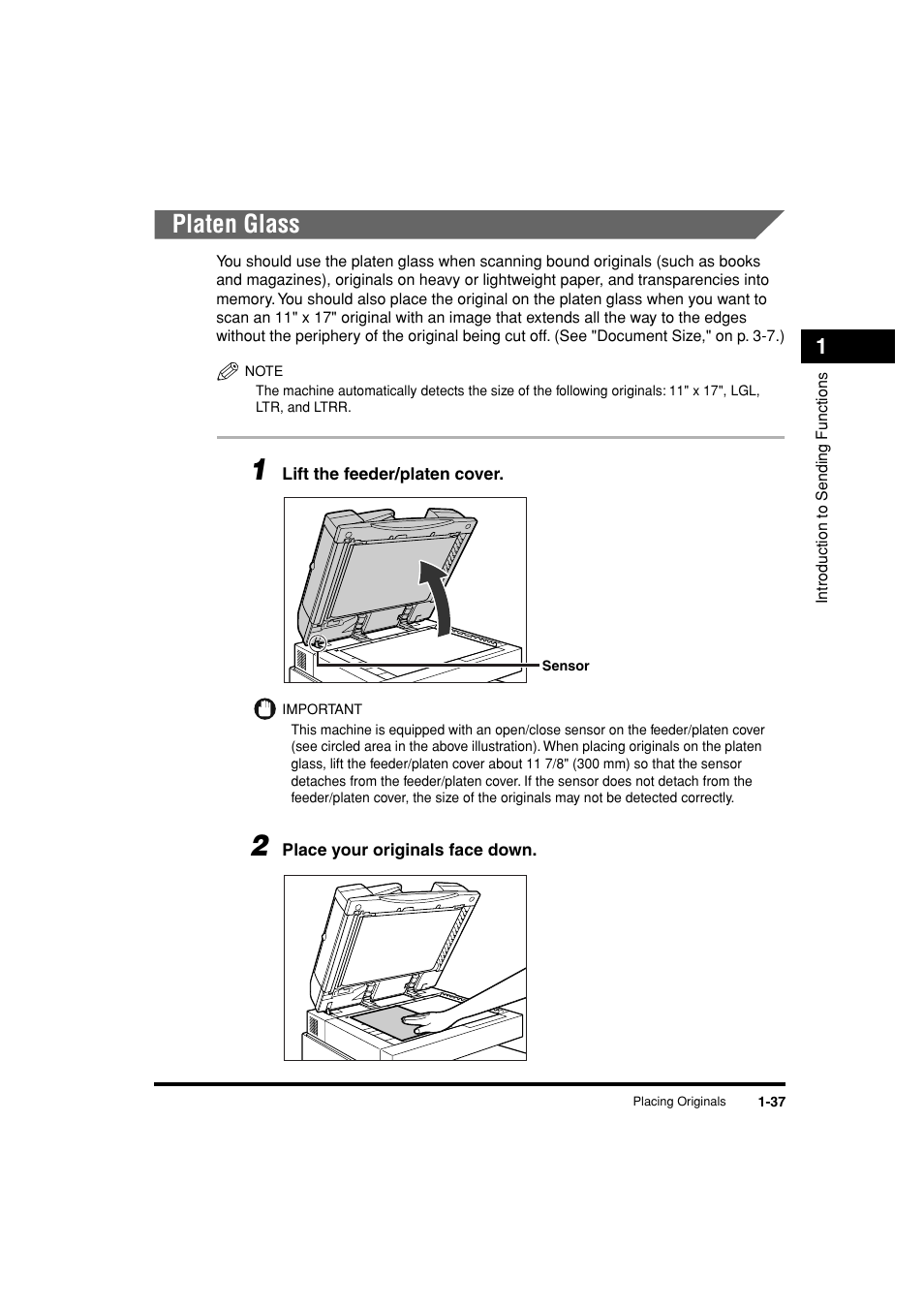 Platen glass, Platen glass -37 | Canon C3200 User Manual | Page 54 / 563