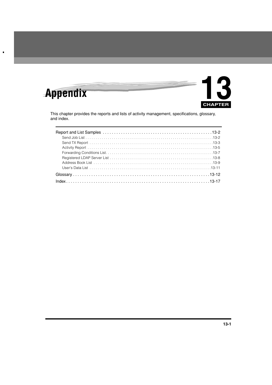 Appendix, Chapter 13 appendix | Canon C3200 User Manual | Page 544 / 563