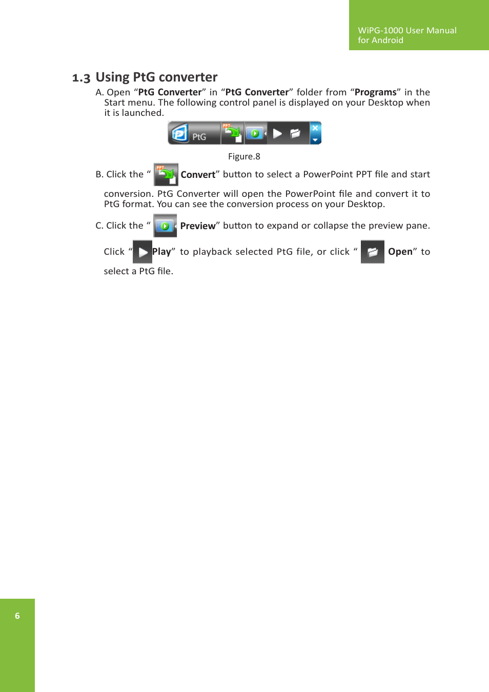 Using ptg converter | Awind wePresent WiPG-1000 User's Manual for Android User Manual | Page 6 / 13