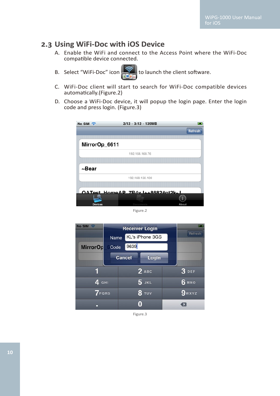 3 using wifi-doc with ios device | Awind wePresent WiPG-1000 User's Manual for iOS User Manual | Page 10 / 15
