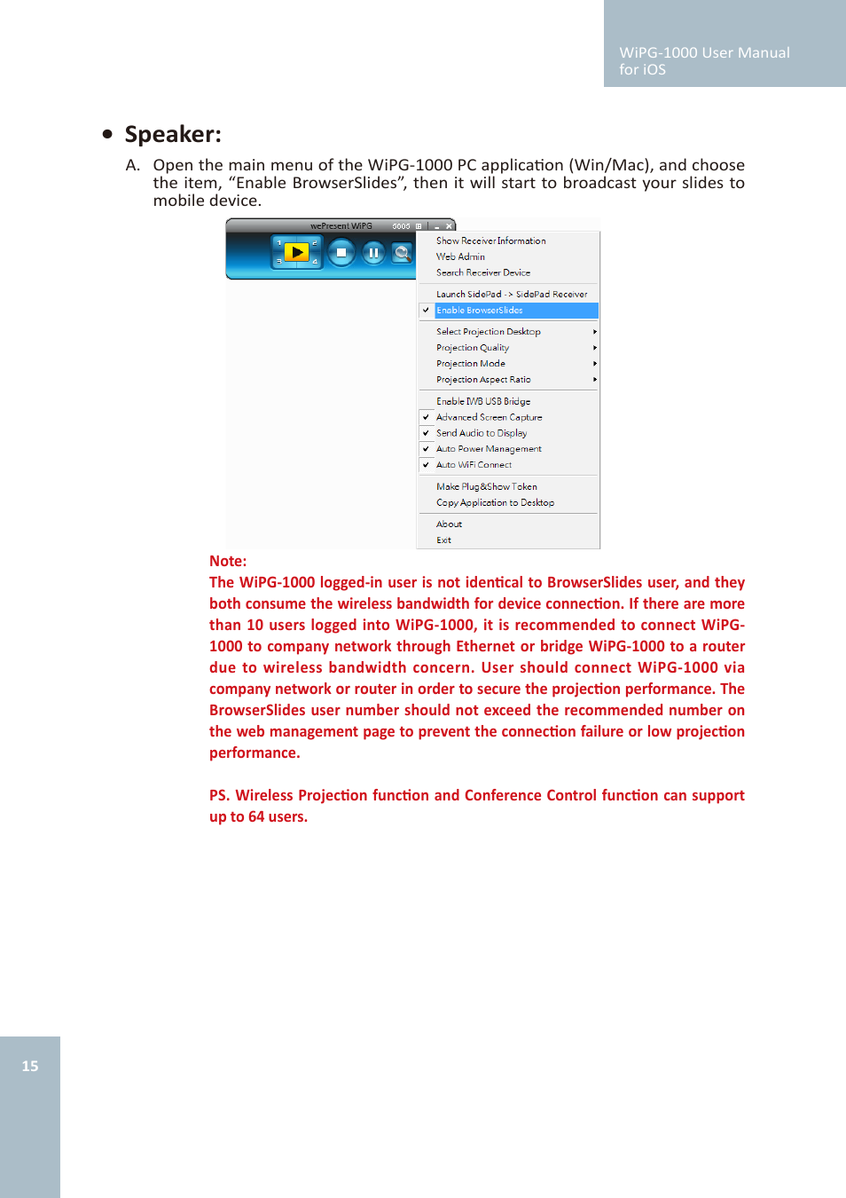 Speaker | Awind wePresent WiPG-1000 User's Manual for iOS User Manual | Page 15 / 15