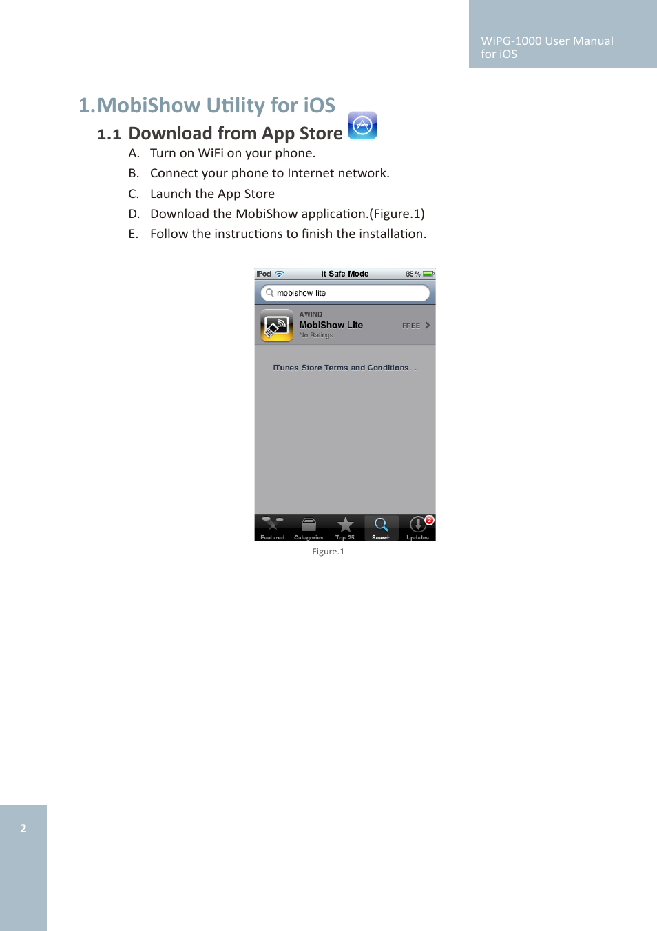 Mobishow utility for ios, Download from app store | Awind wePresent WiPG-1000 User's Manual for iOS User Manual | Page 2 / 15