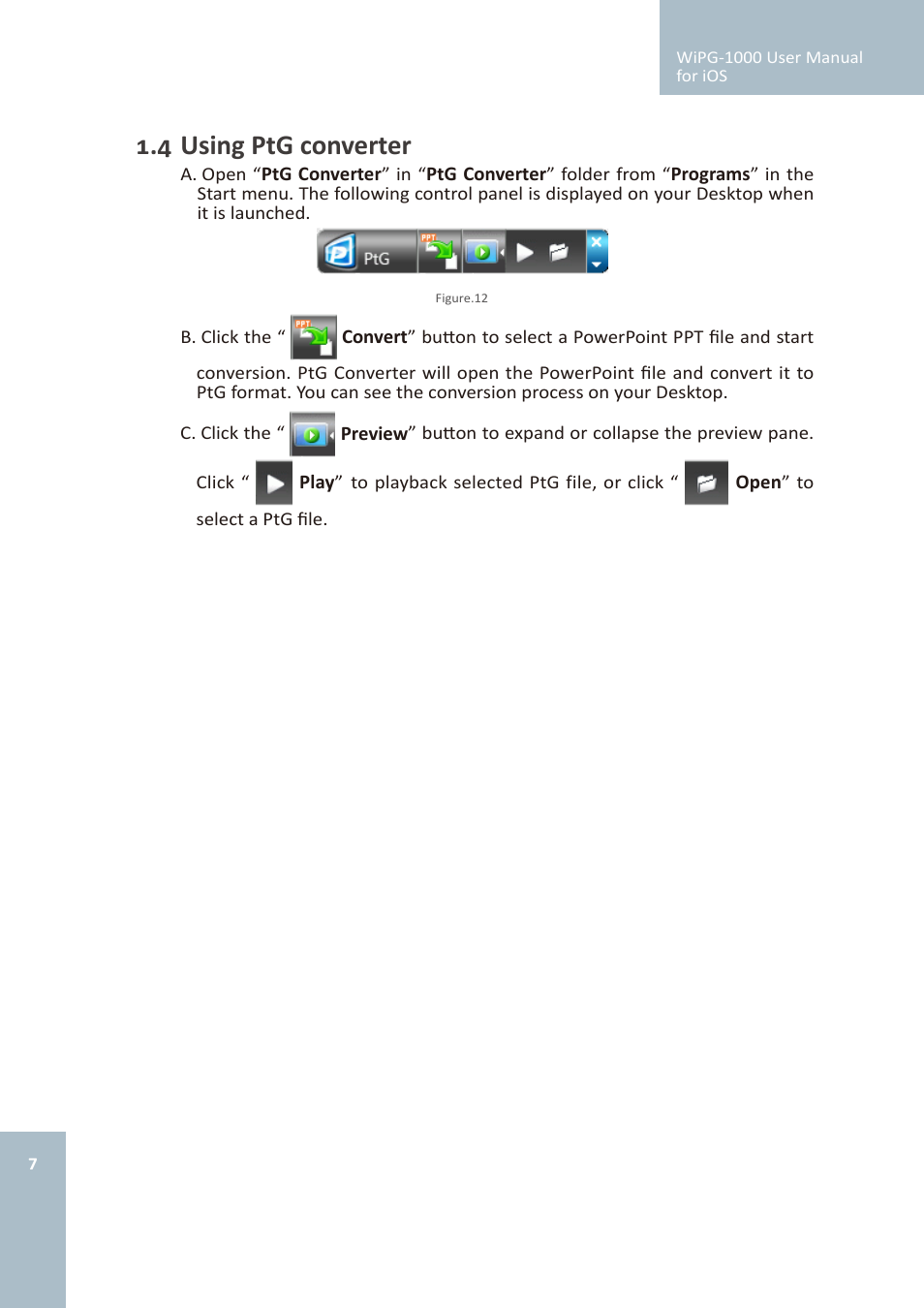 Using ptg converter | Awind wePresent WiPG-1000 User's Manual for iOS User Manual | Page 7 / 15