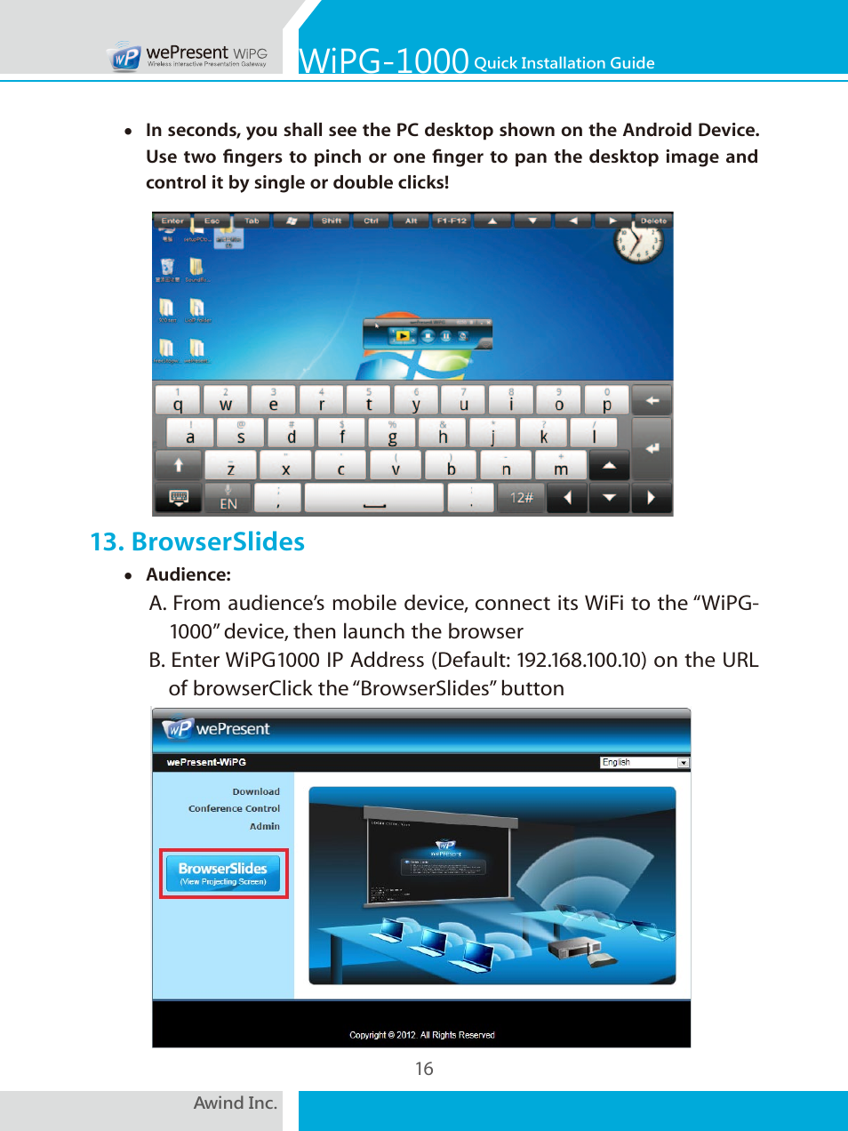 Wipg-1000, Browserslides | Awind wePresent WiPG-1000 Quick Install Guide User Manual | Page 17 / 40
