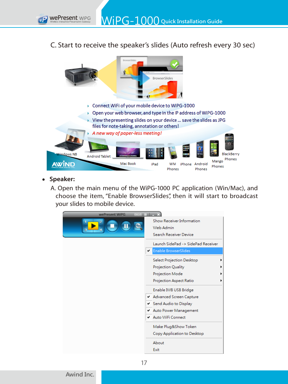 Wipg-1000 | Awind wePresent WiPG-1000 Quick Install Guide User Manual | Page 18 / 40