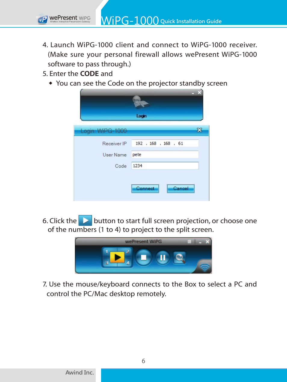 Wipg-1000 | Awind wePresent WiPG-1000 Quick Install Guide User Manual | Page 7 / 40