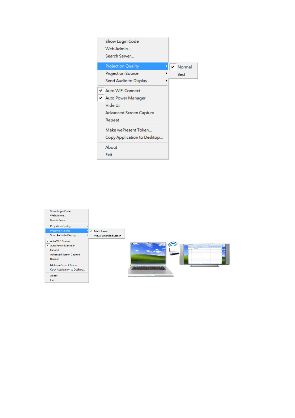 5 projection source, 6 send audio to display | Awind wePresent WiPG-920 User's Manual User Manual | Page 18 / 50