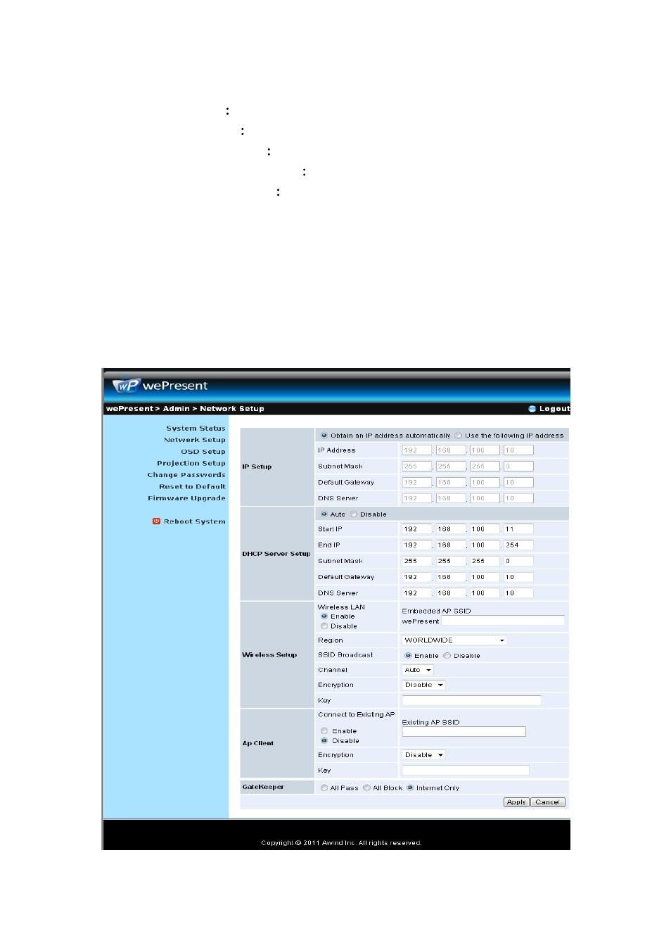 2 network setup | Awind wePresent WiPG-920 User's Manual User Manual | Page 34 / 50
