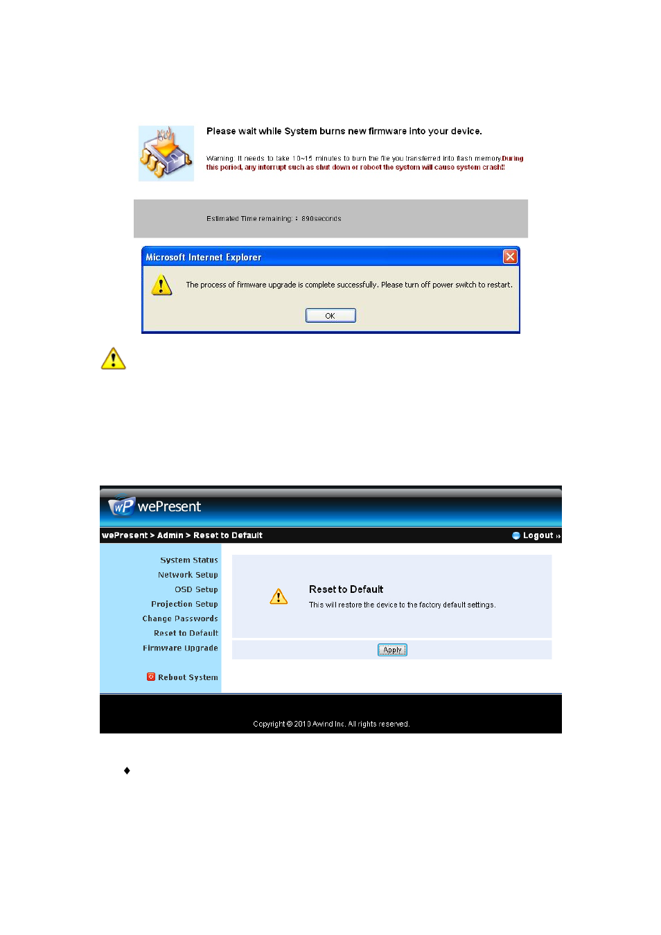 8 reboot system | Awind wePresent WiPG-920 User's Manual User Manual | Page 40 / 50