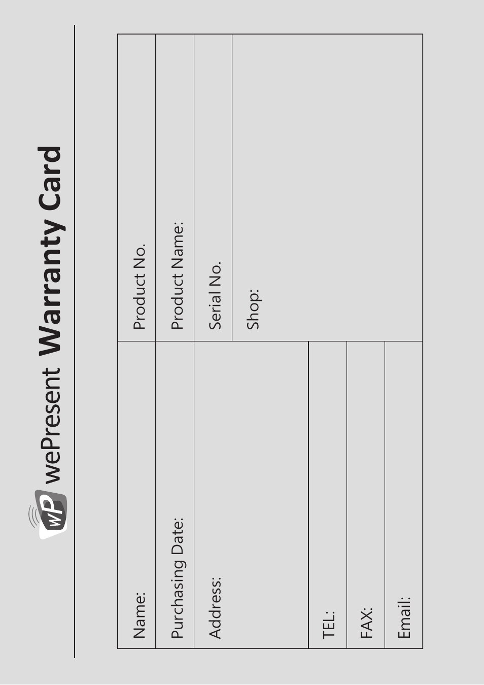 Warranty card, 產品保固書, 保固服務說明 | Awind wePresent WiPG-920 Quick Install Guide User Manual | Page 18 / 20