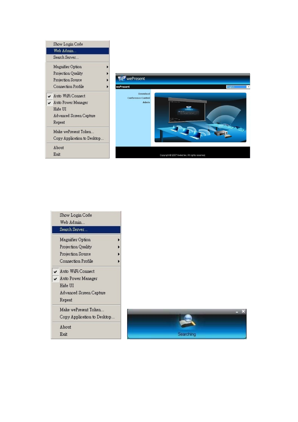 3 searching server | Awind wePresent WiPG-910 User's Manual User Manual | Page 14 / 48