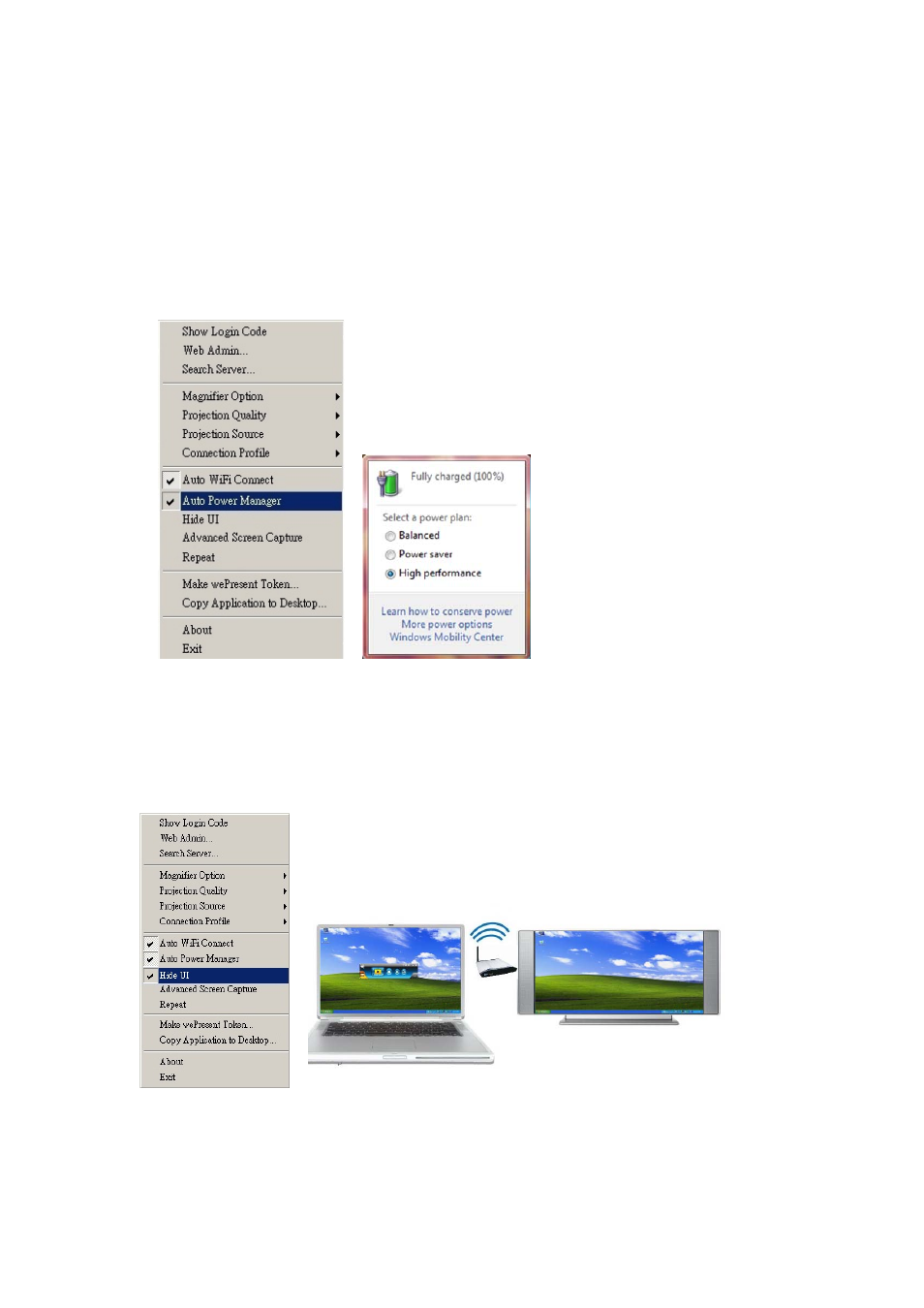 9 auto power manager, 10 hide ui | Awind wePresent WiPG-910 User's Manual User Manual | Page 18 / 48
