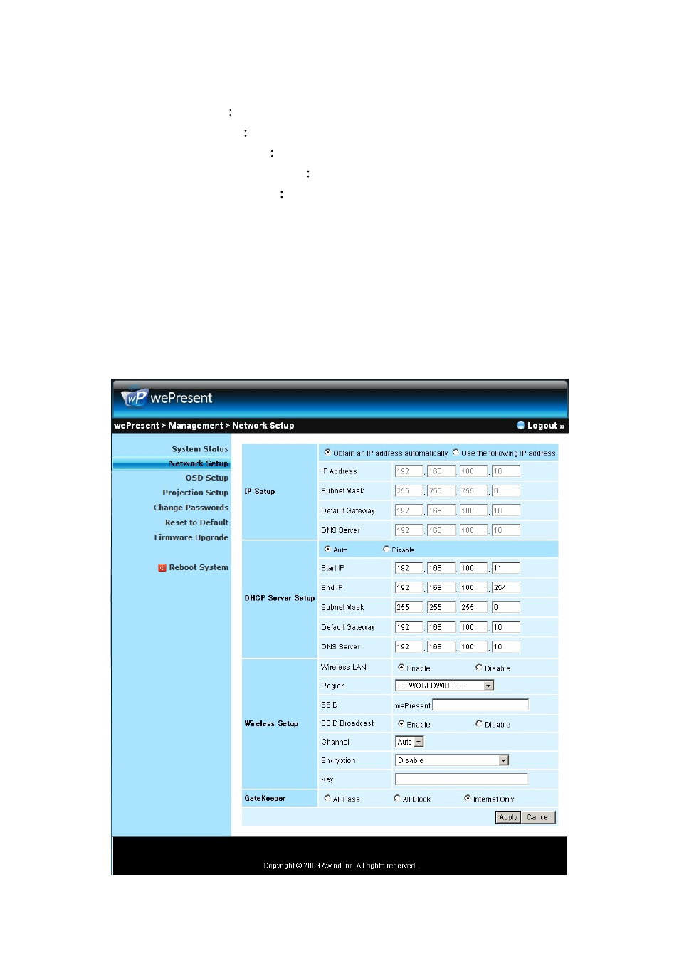 2 network setup | Awind wePresent WiPG-910 User's Manual User Manual | Page 37 / 48