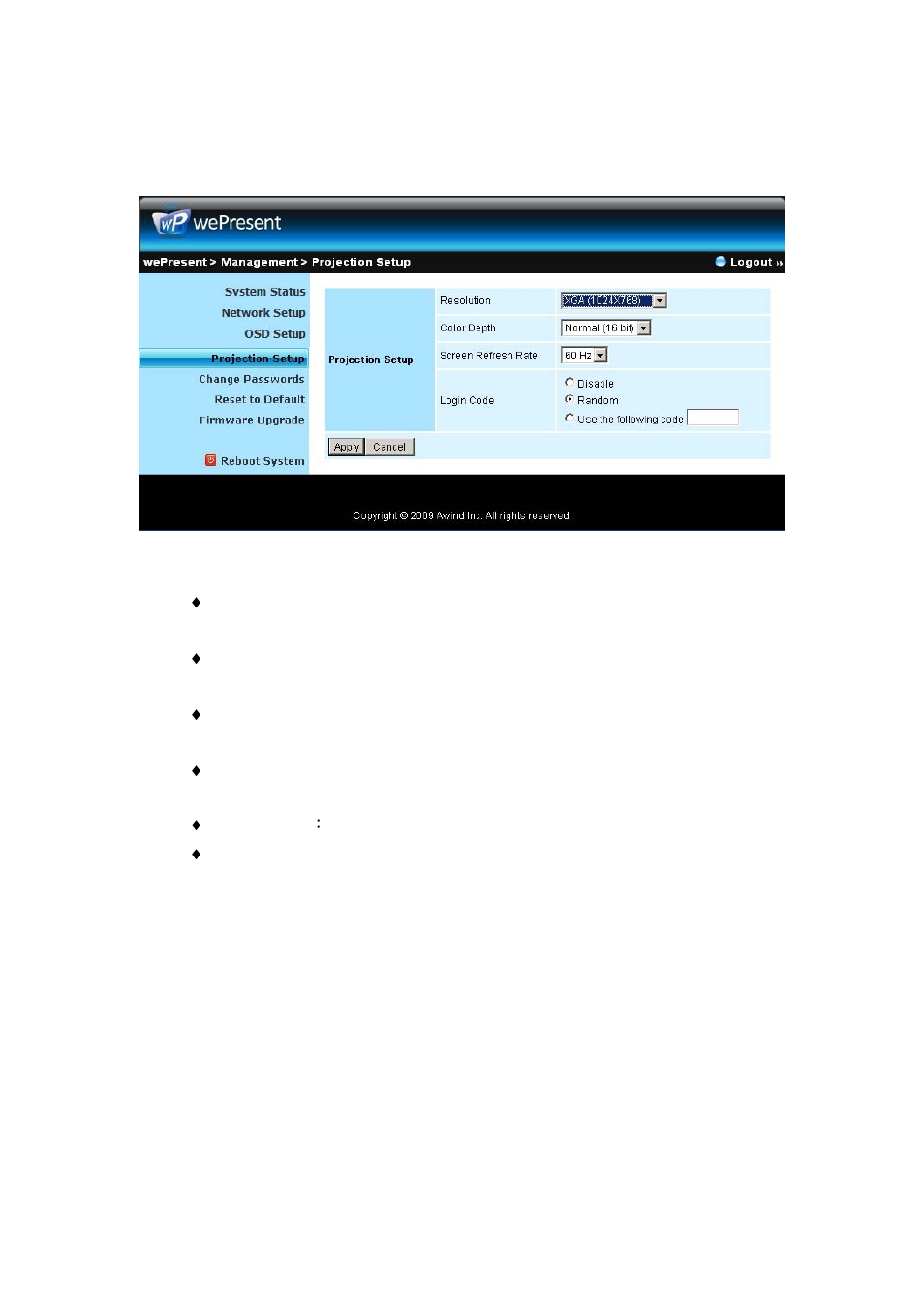 4 projection setup | Awind wePresent WiPG-910 User's Manual User Manual | Page 40 / 48