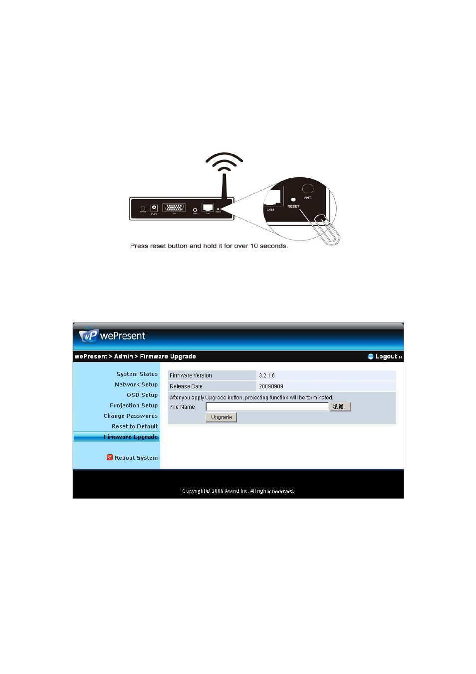 7 firmware upgrade | Awind wePresent WiPG-910 User's Manual User Manual | Page 42 / 48