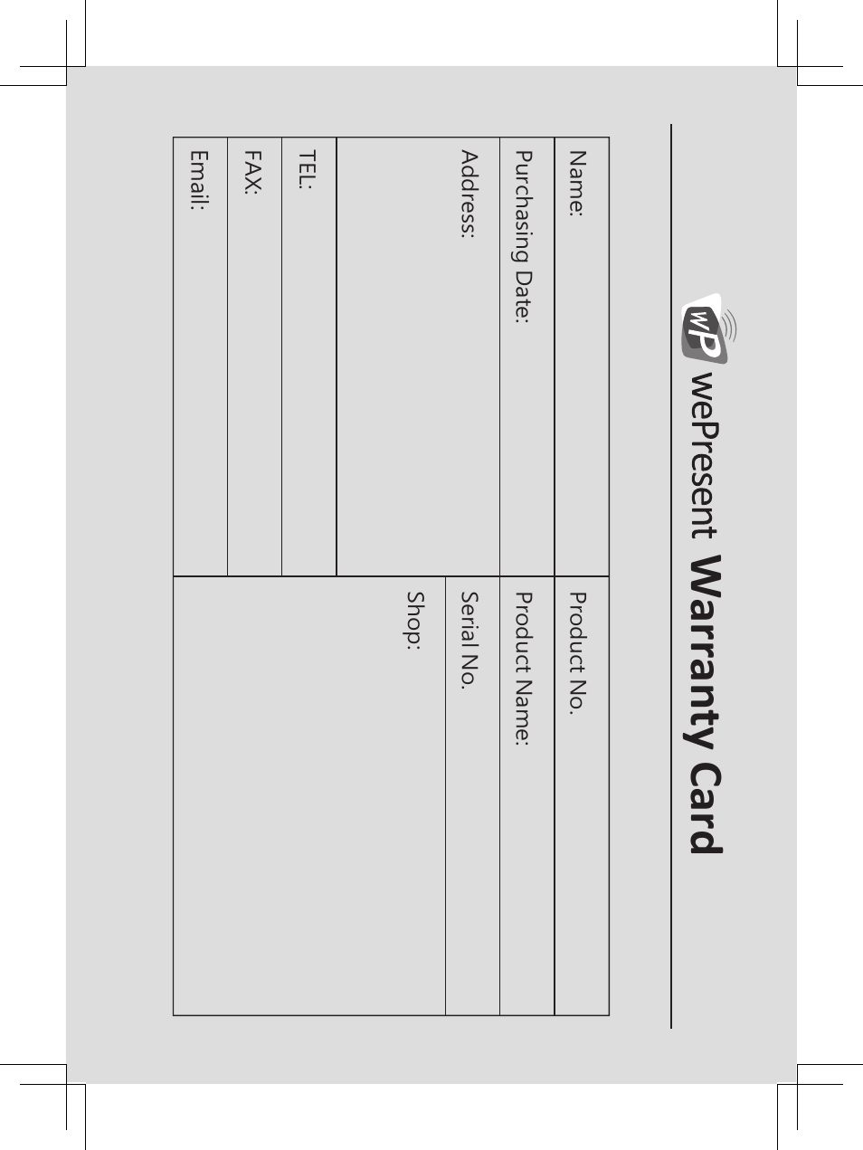 Warranty card, 產品保固書, 保固服務說明 | Email | Awind wePresent WiPG-910 Quick Install Guide User Manual | Page 22 / 24