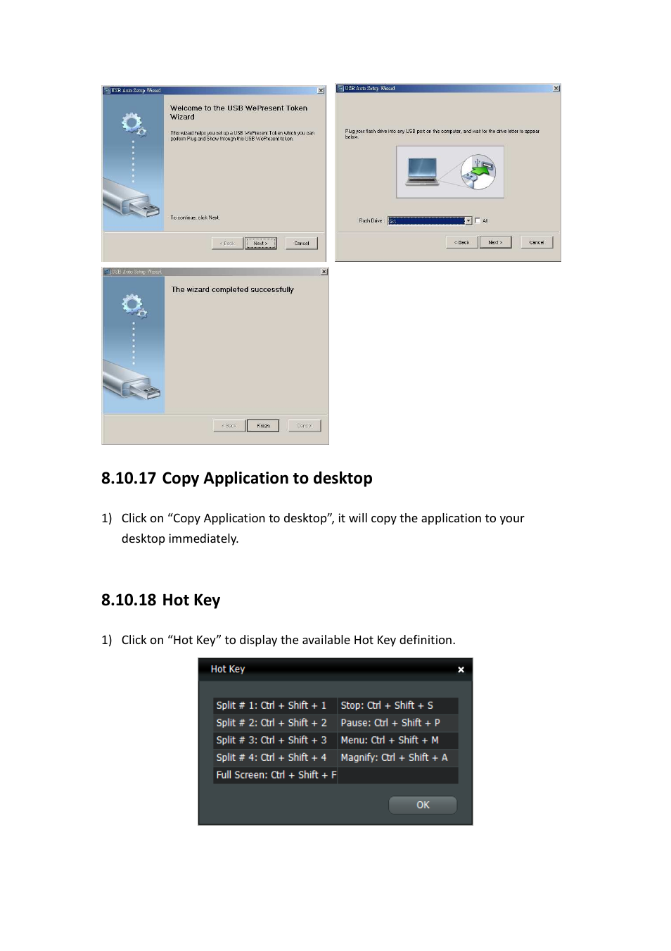 17 copy application to desktop, 18 hot key | Awind WIGA / WGA-510 User's Manual User Manual | Page 27 / 59