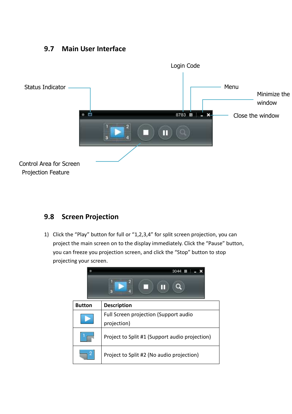 7 main user interface, 8 screen projection | Awind WIGA / WGA-510 User's Manual User Manual | Page 34 / 59