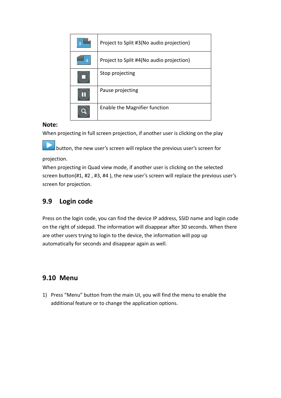 9 login code, 10 menu | Awind WIGA / WGA-510 User's Manual User Manual | Page 35 / 59