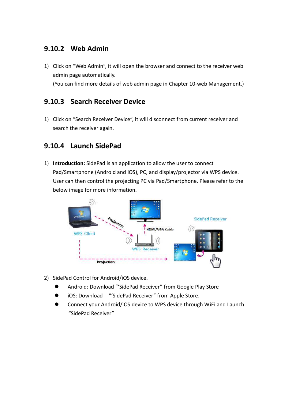 2 web admin, 3 search receiver device, 4 launch sidepad | Awind WIGA / WGA-510 User's Manual User Manual | Page 37 / 59
