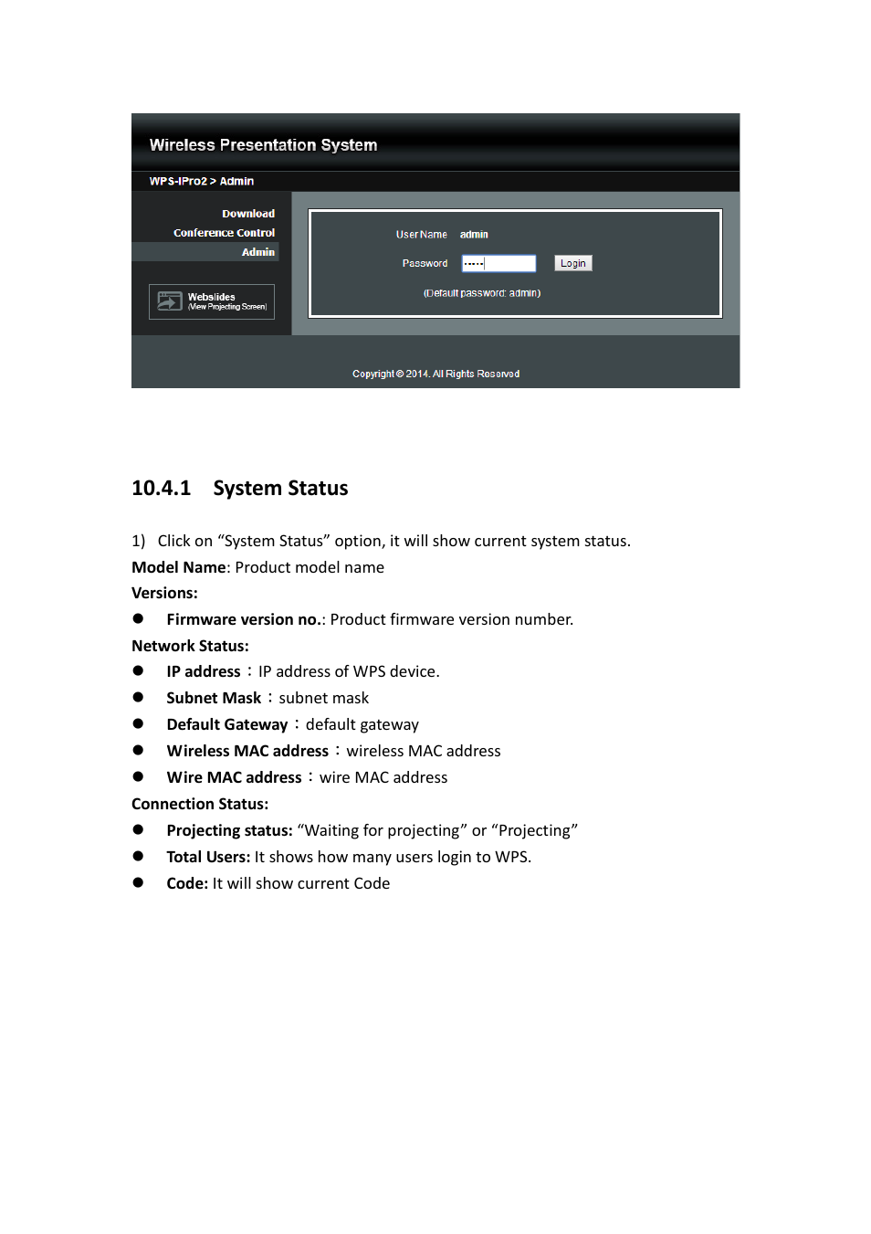 1 system status | Awind WIGA / WGA-510 User's Manual User Manual | Page 47 / 59