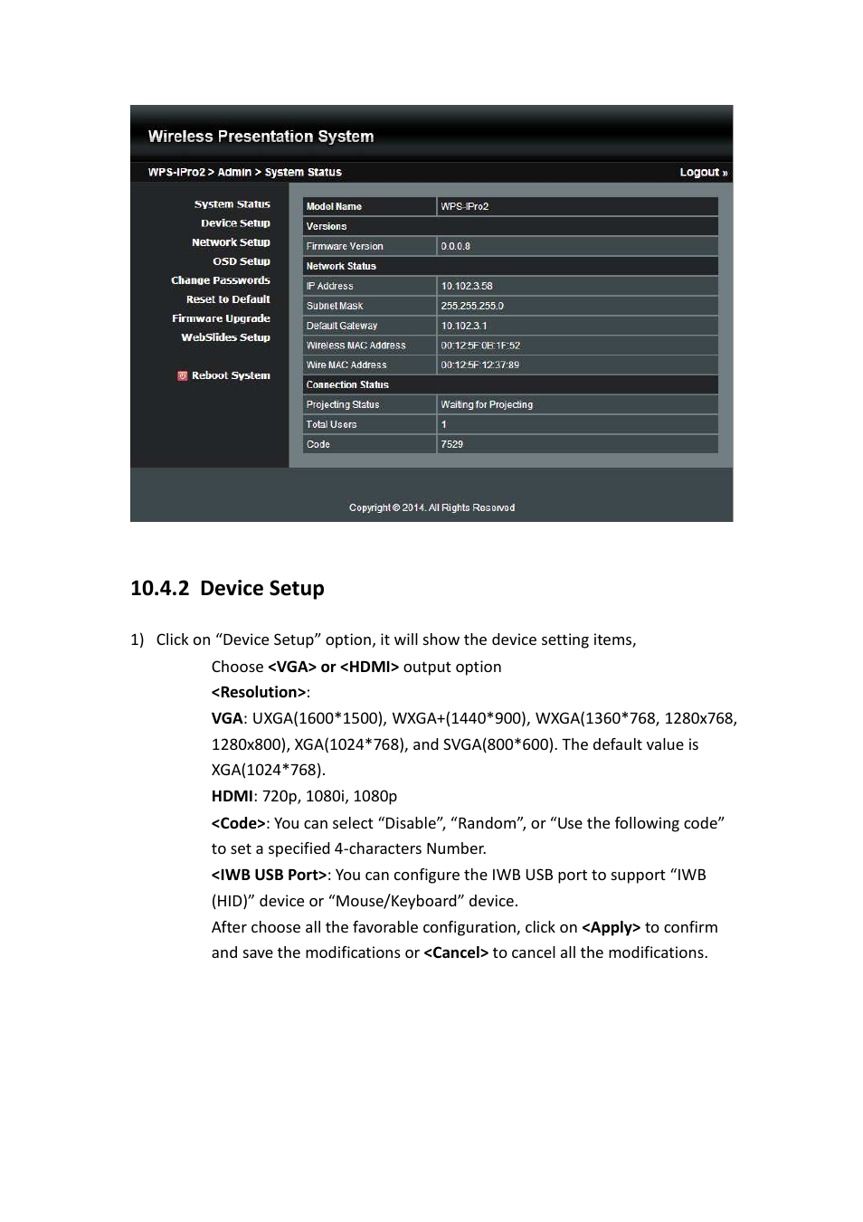 2 device setup | Awind WIGA / WGA-510 User's Manual User Manual | Page 48 / 59