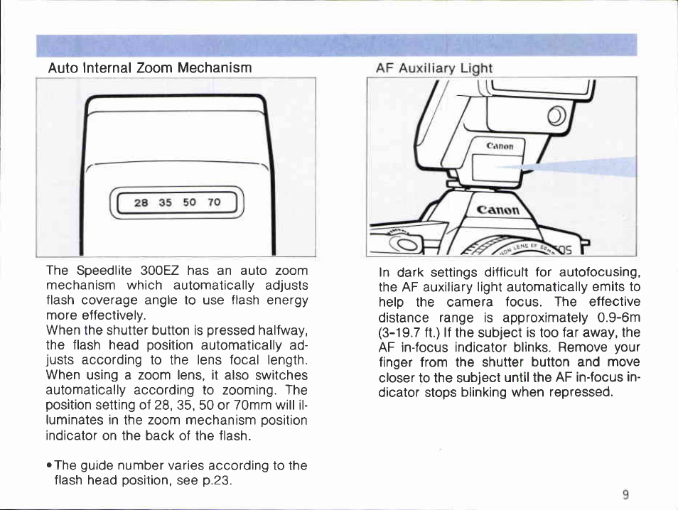 Mounting the flash on the camer | Canon 300 EZ User Manual | Page 9 / 45