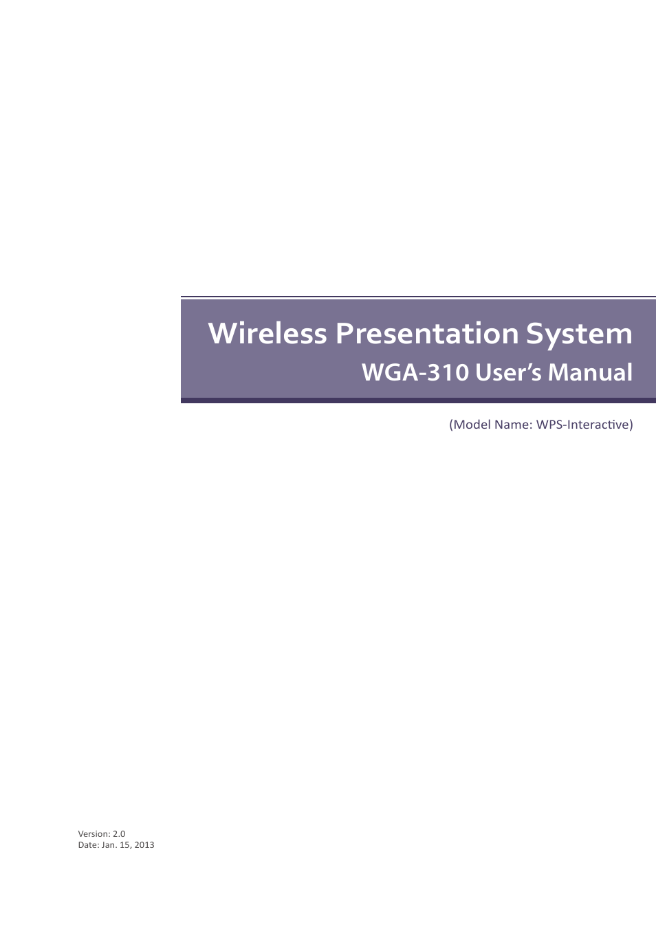Awind WIGA / WGA-310 User's Manual User Manual | 34 pages