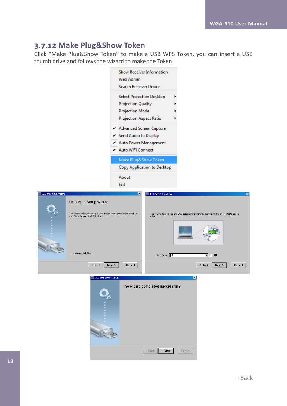 12 make plug&show token | Awind WIGA / WGA-310 User's Manual User Manual | Page 18 / 34