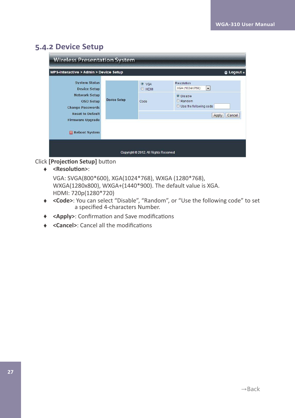 2 device setup | Awind WIGA / WGA-310 User's Manual User Manual | Page 27 / 34