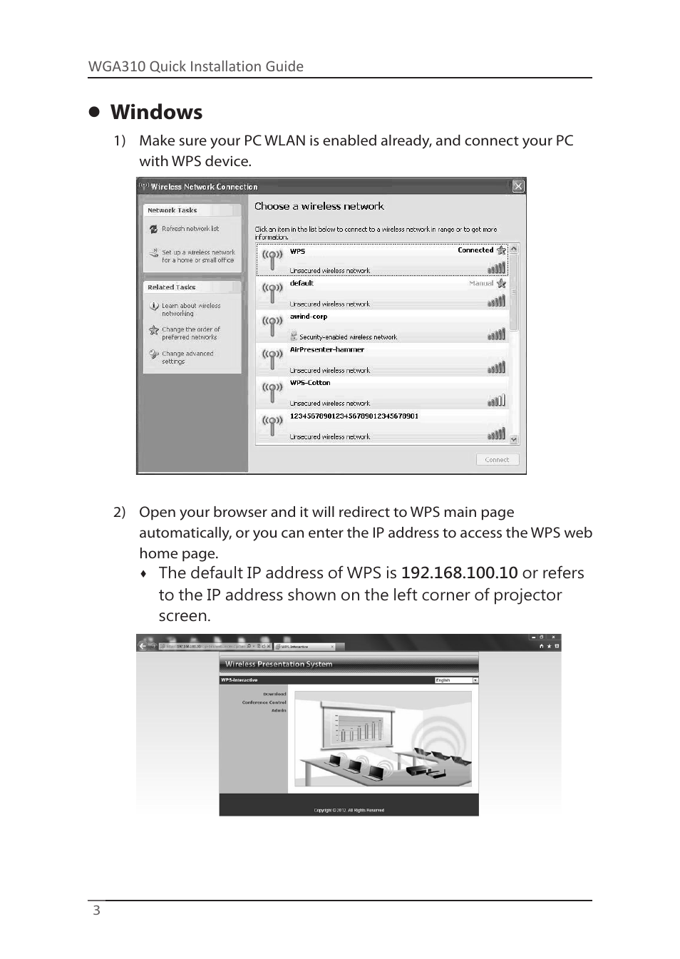 Windows | Awind WIGA / WGA-310 Quick Install Guide User Manual | Page 4 / 20
