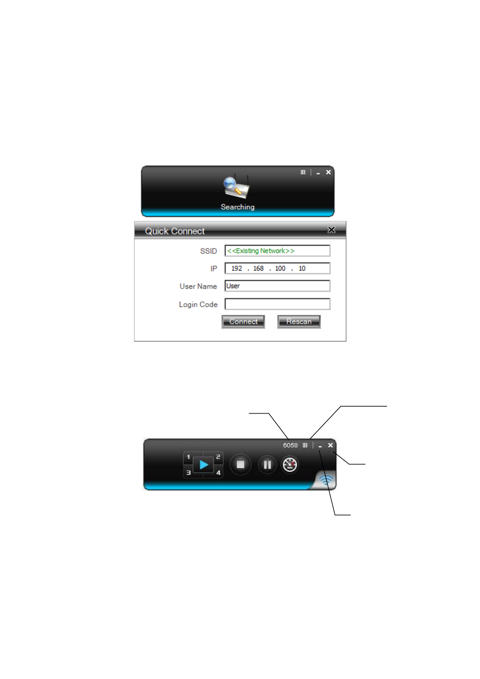 6 quick connect, 7 menu description, 1 show login code | Awind WIGA / WGA-210 User's Manual User Manual | Page 13 / 43