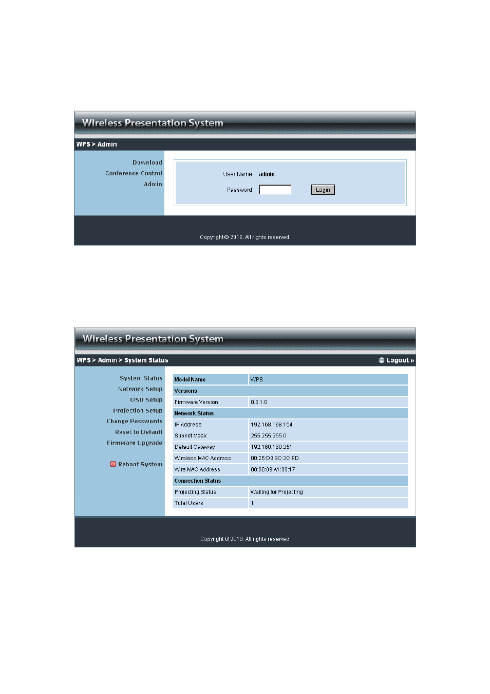 4 login web admin, 1 system status | Awind WIGA / WGA-210 User's Manual User Manual | Page 29 / 43