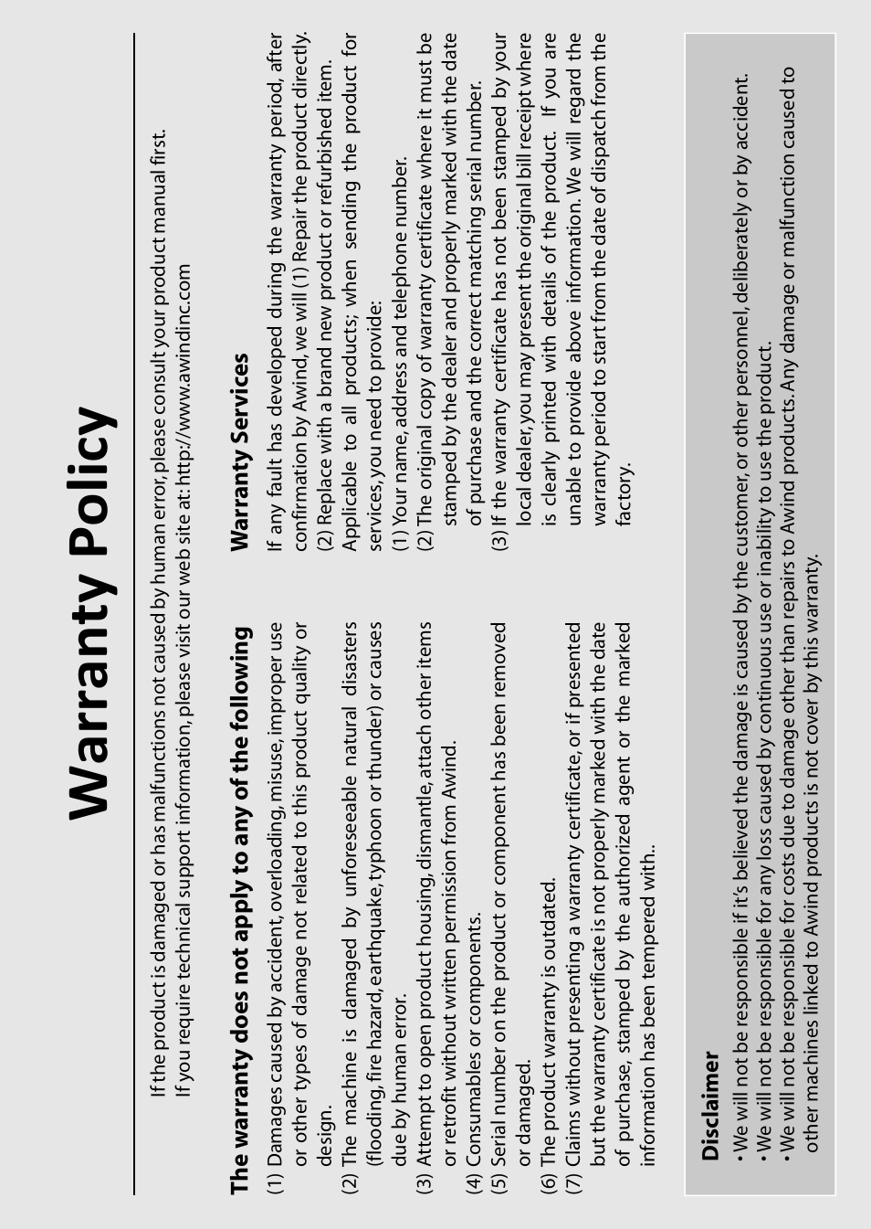 Warranty policy, War ran ty s er vic es | Awind WIGA / WGA-210 Quick Install Guide User Manual | Page 17 / 20