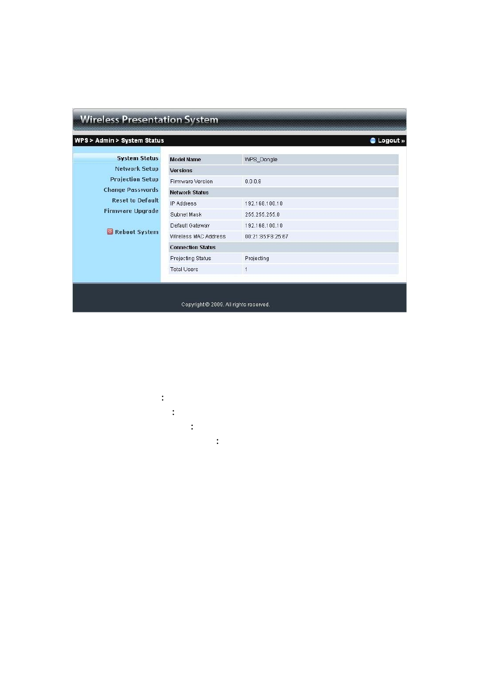 1 system status, System status | Awind WIGA / WGA-110 User's Manual User Manual | Page 21 / 26