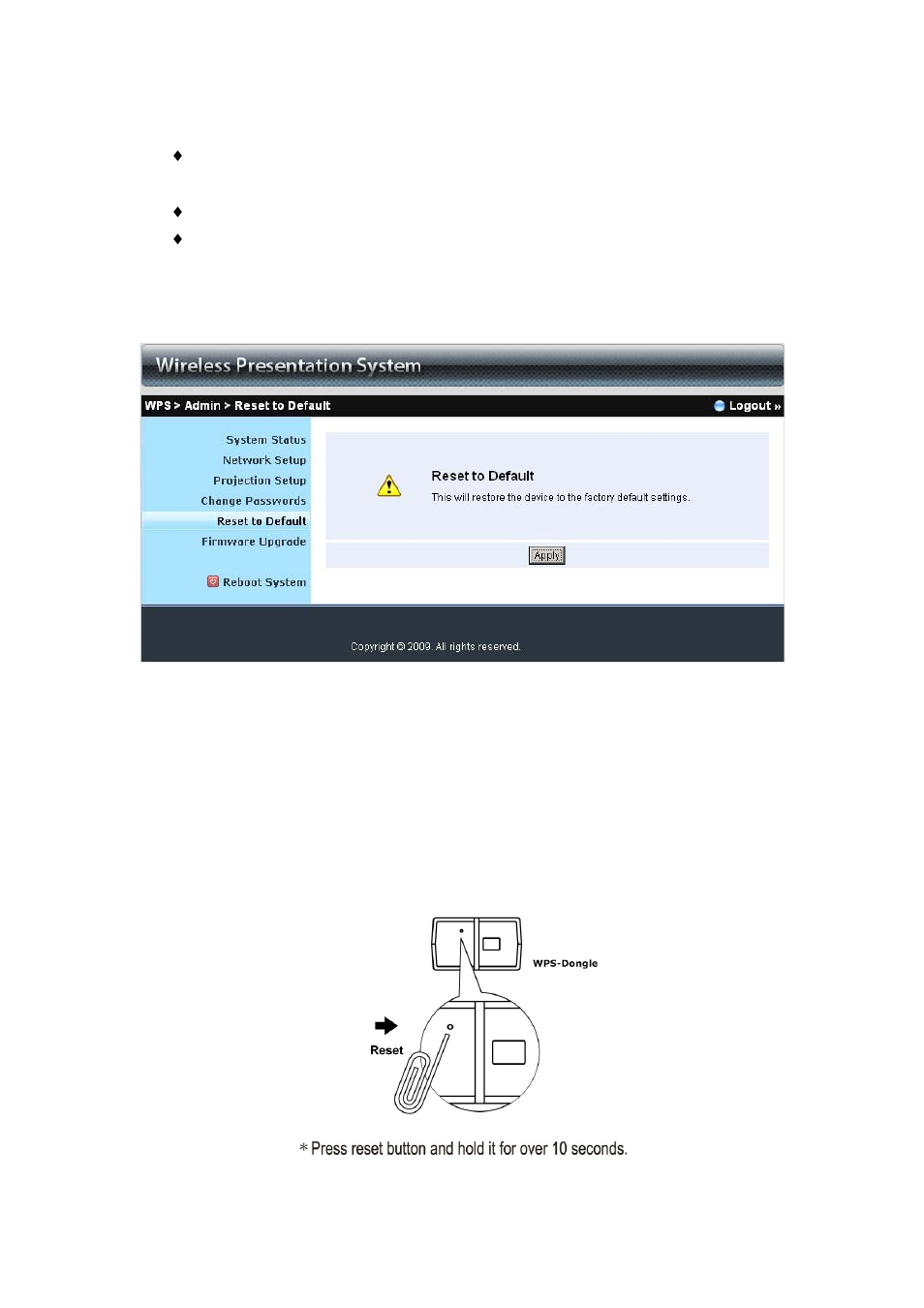 5 reset to default, Reset to default | Awind WIGA / WGA-110 User's Manual User Manual | Page 24 / 26