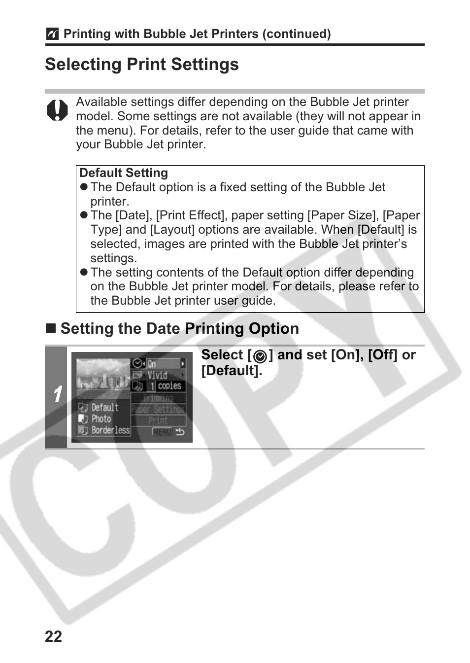 Selecting print settings | Canon Direct Print User Manual | Page 23 / 109