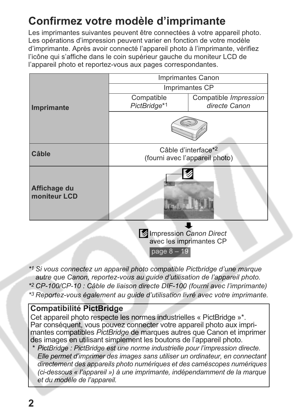 Confirmez votre modèle d’imprimante | Canon Direct Print User Manual | Page 39 / 109