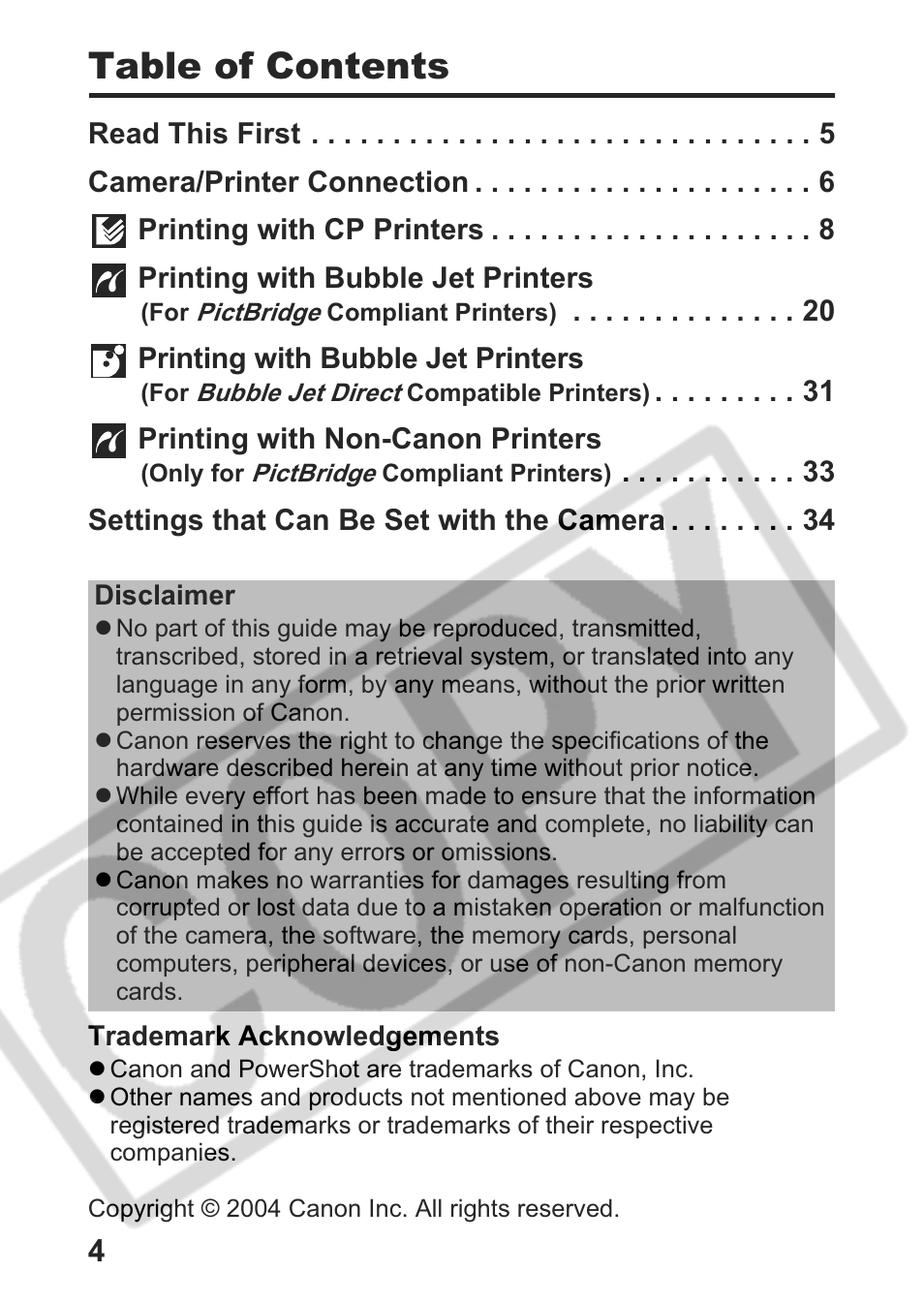 Canon Direct Print User Manual | Page 5 / 109