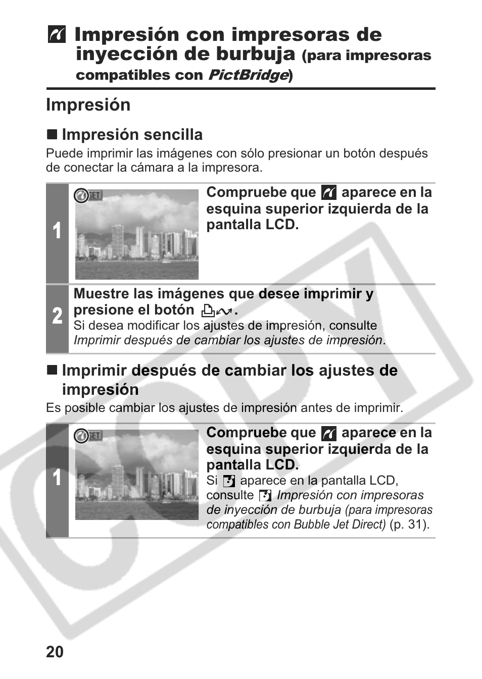 Impresión con impresoras de inyección de burbuja, Impresión | Canon Direct Print User Manual | Page 93 / 109