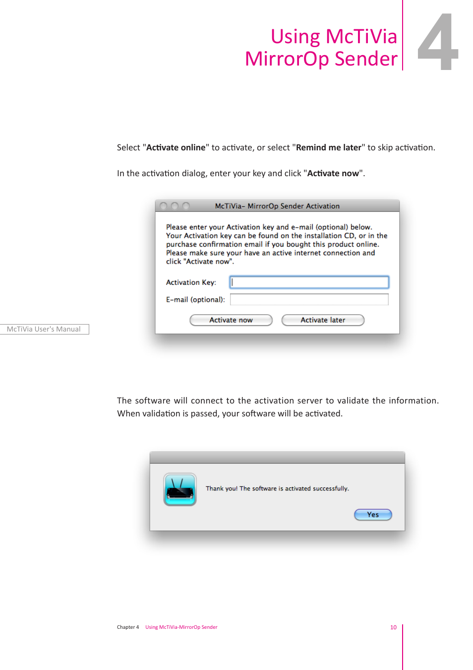 Using mctivia mirrorop sender | Awind McTiVia User's Manual User Manual | Page 11 / 41