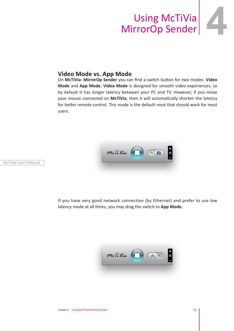 Using mctivia mirrorop sender | Awind McTiVia User's Manual User Manual | Page 13 / 41