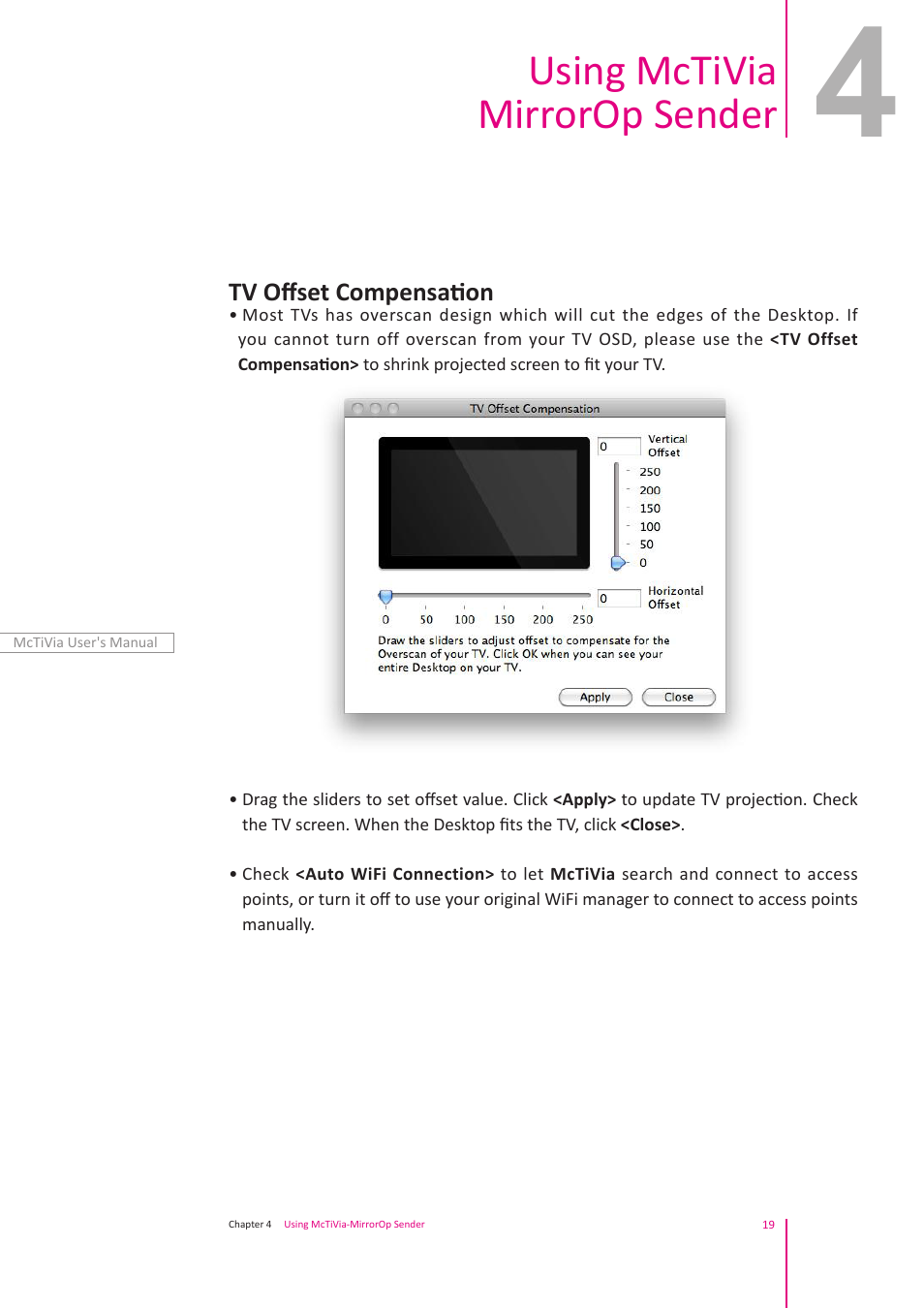 Using mctivia mirrorop sender | Awind McTiVia User's Manual User Manual | Page 20 / 41