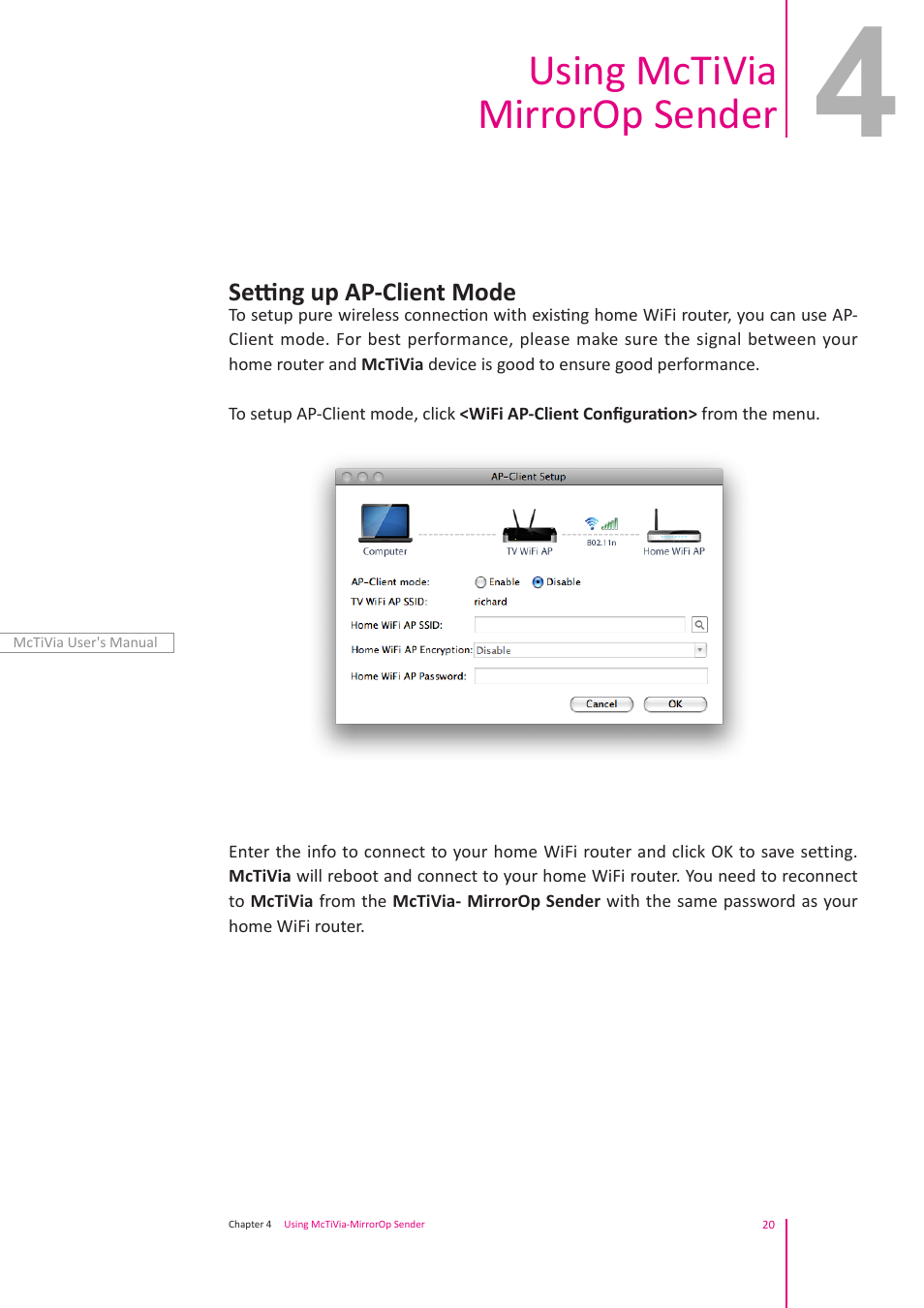 Using mctivia mirrorop sender | Awind McTiVia User's Manual User Manual | Page 21 / 41