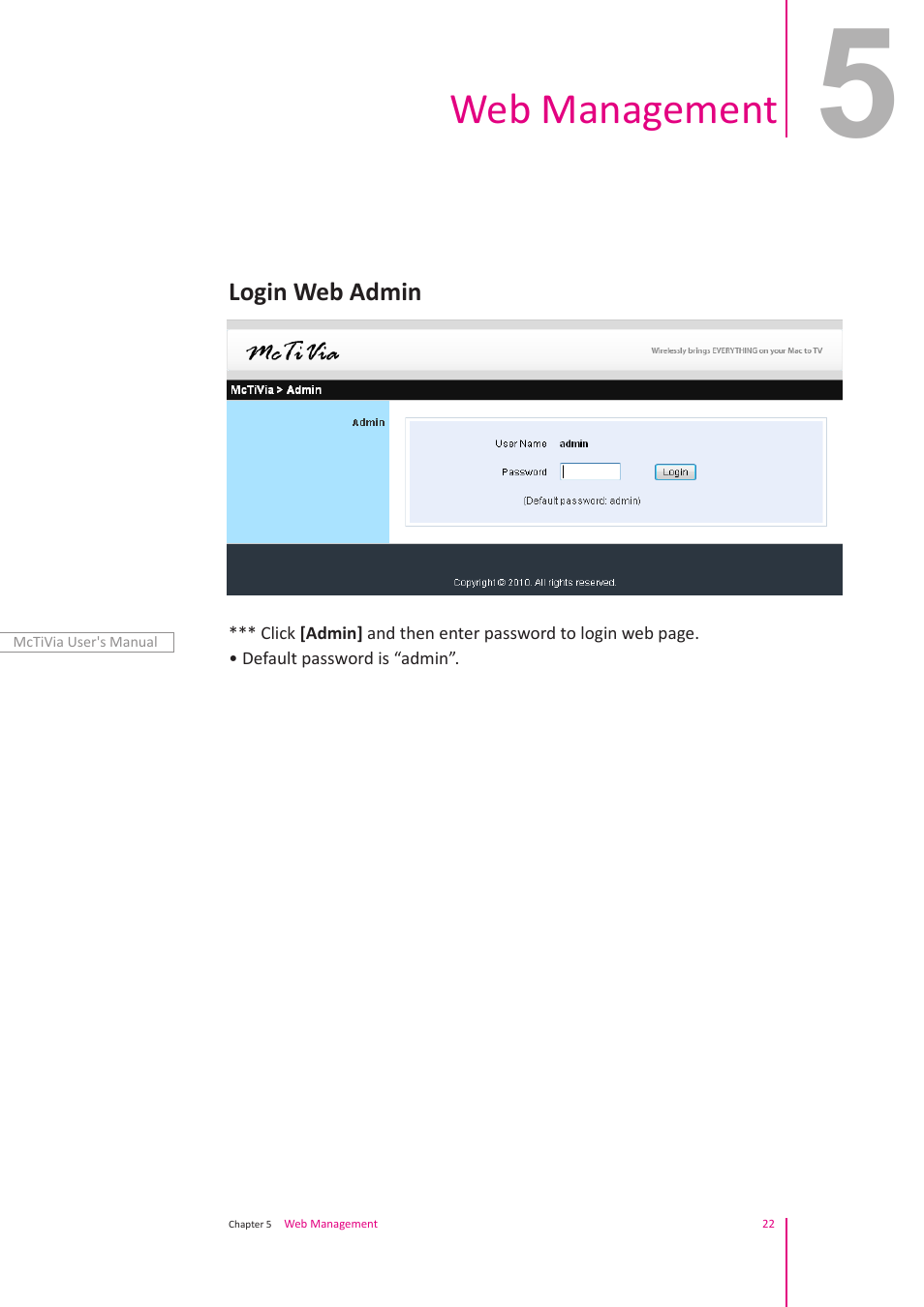 Web management | Awind McTiVia User's Manual User Manual | Page 23 / 41