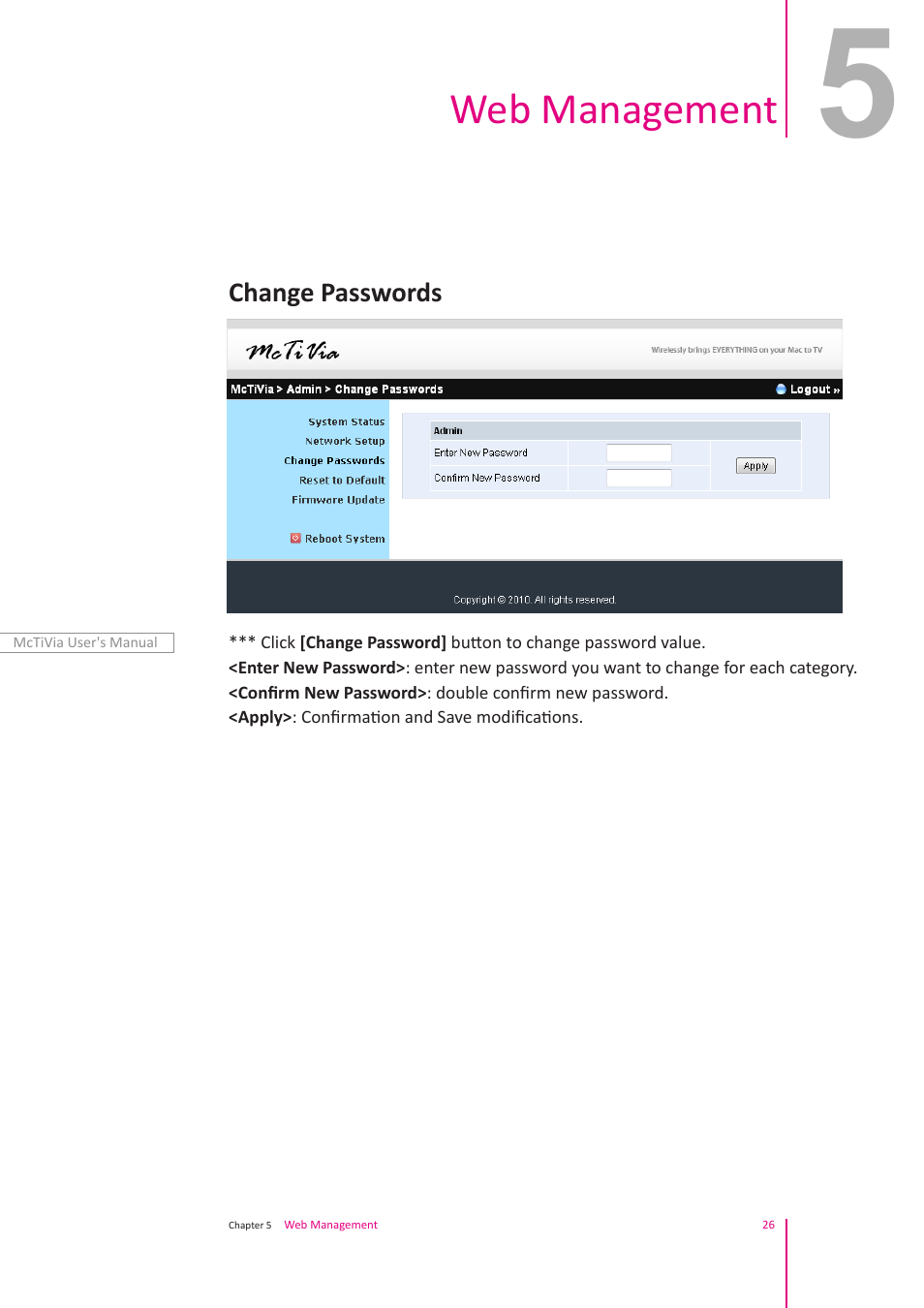 Web management | Awind McTiVia User's Manual User Manual | Page 27 / 41