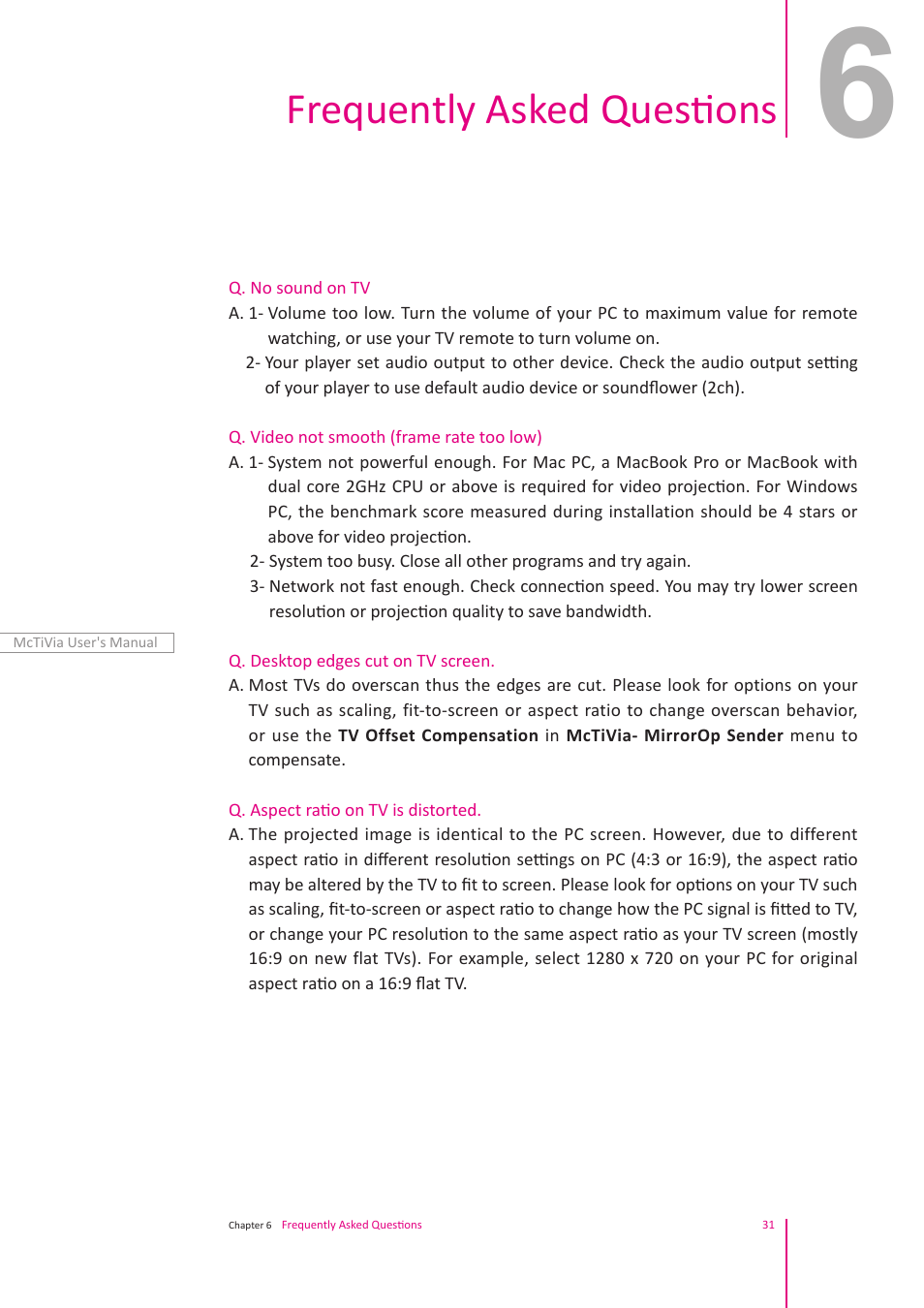 Frequently asked questions | Awind McTiVia User's Manual User Manual | Page 32 / 41