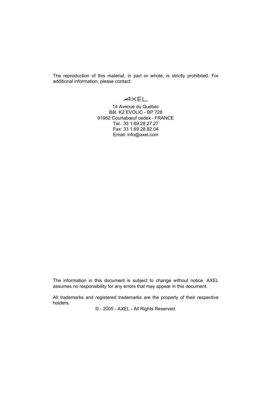 Axel AX3000 75C Installation Guide User Manual | Page 2 / 25