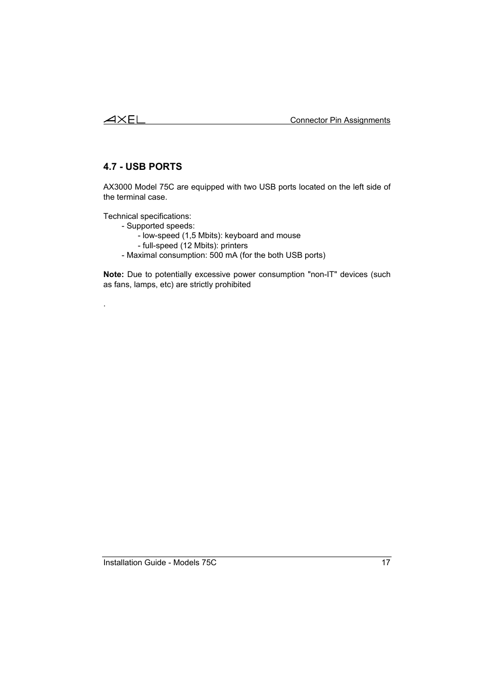 Axel AX3000 75C Installation Guide User Manual | Page 21 / 25