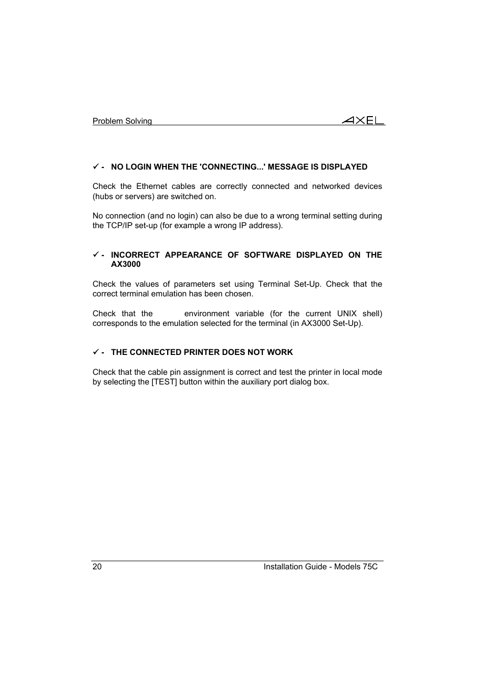 Axel AX3000 75C Installation Guide User Manual | Page 24 / 25